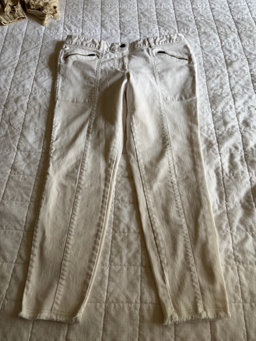 LOFT Off-White/Tan Denim Straight Leg Jeans